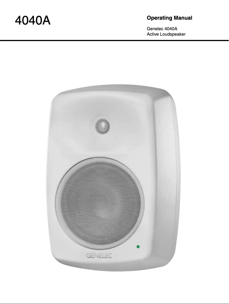 Page 1 de la notice Manuel utilisateur Genelec 4040A