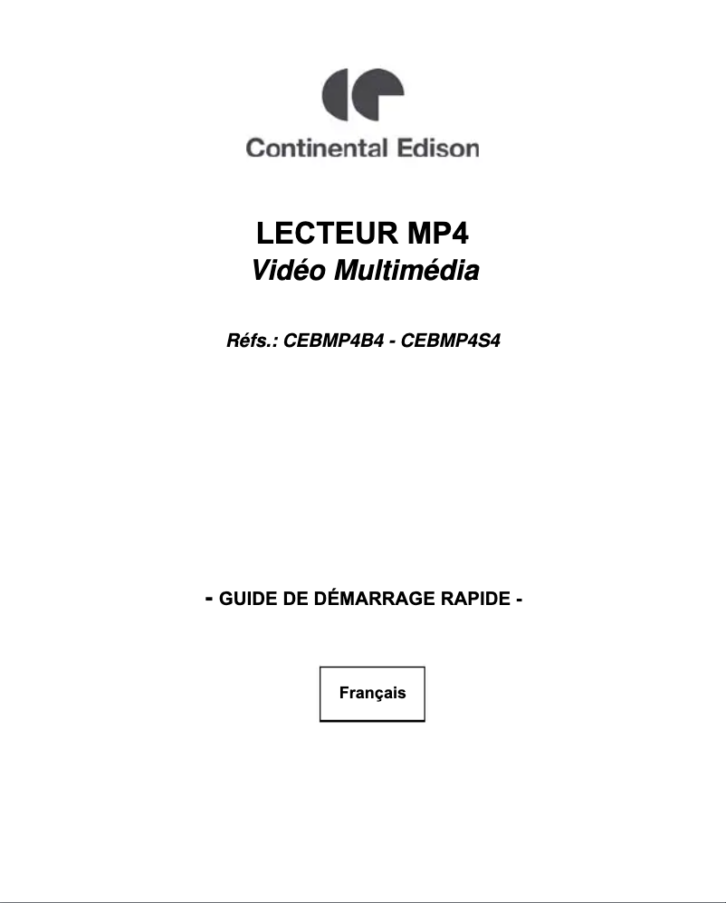 Página 1 del manual Manual de usuario Continental Edison CEBMP4S4