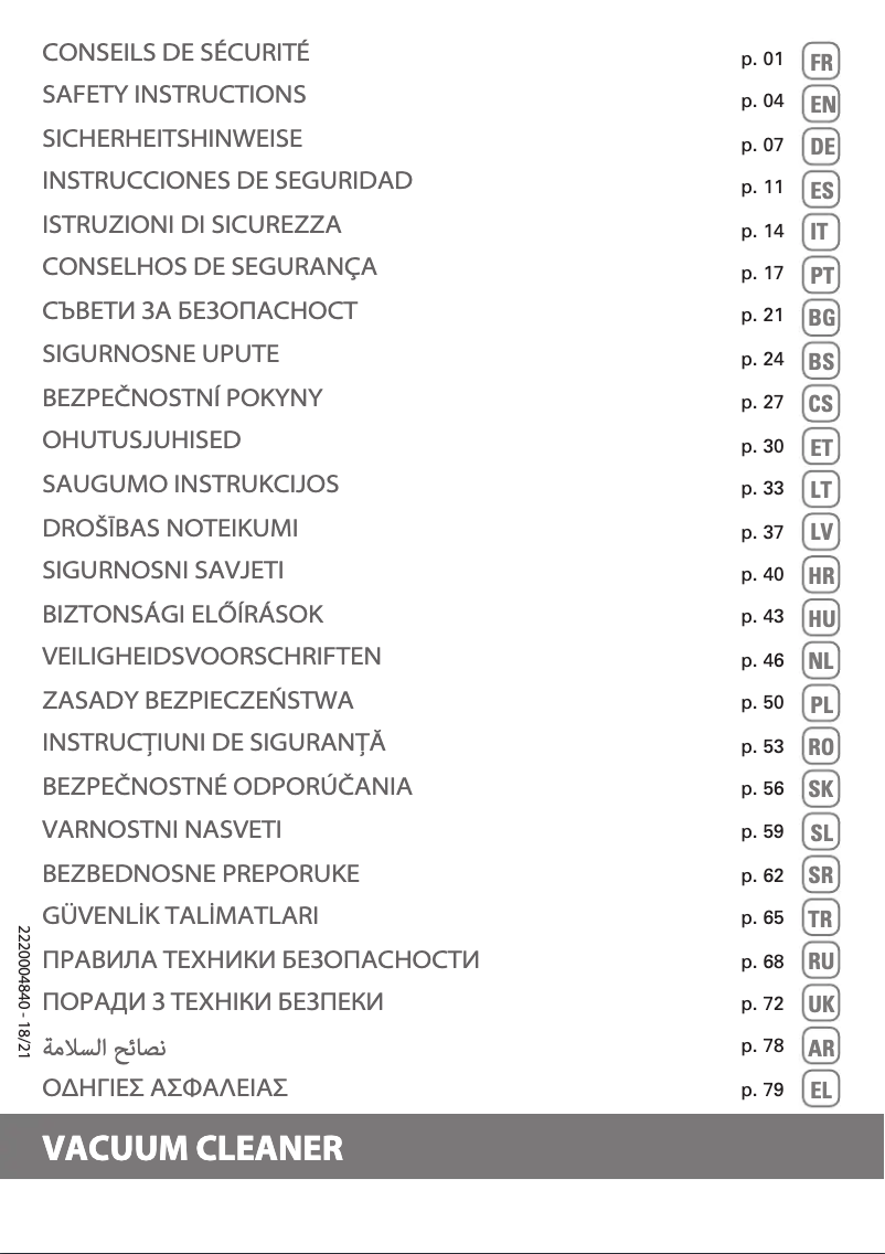 Page 1 de la notice Instructions de sécurité Rowenta Green Force Max RO4933