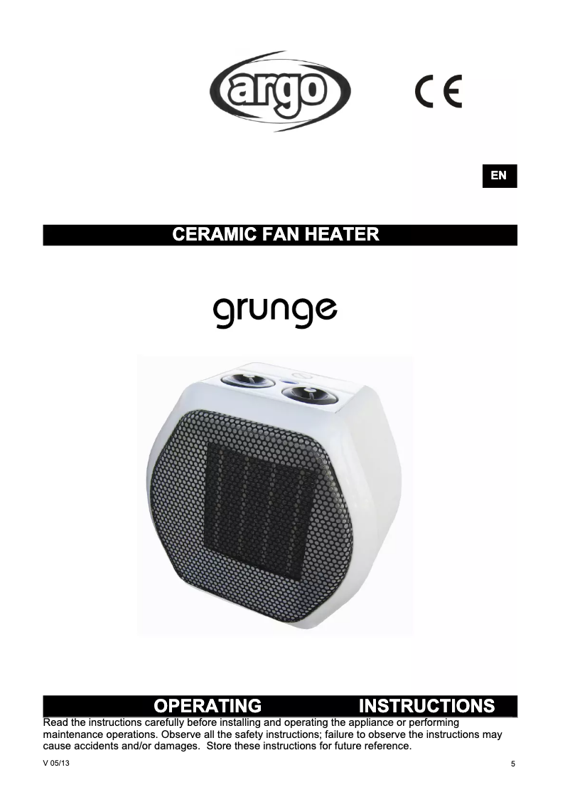 Page n°1 - Manuel utilisateur Argoclima Grunge