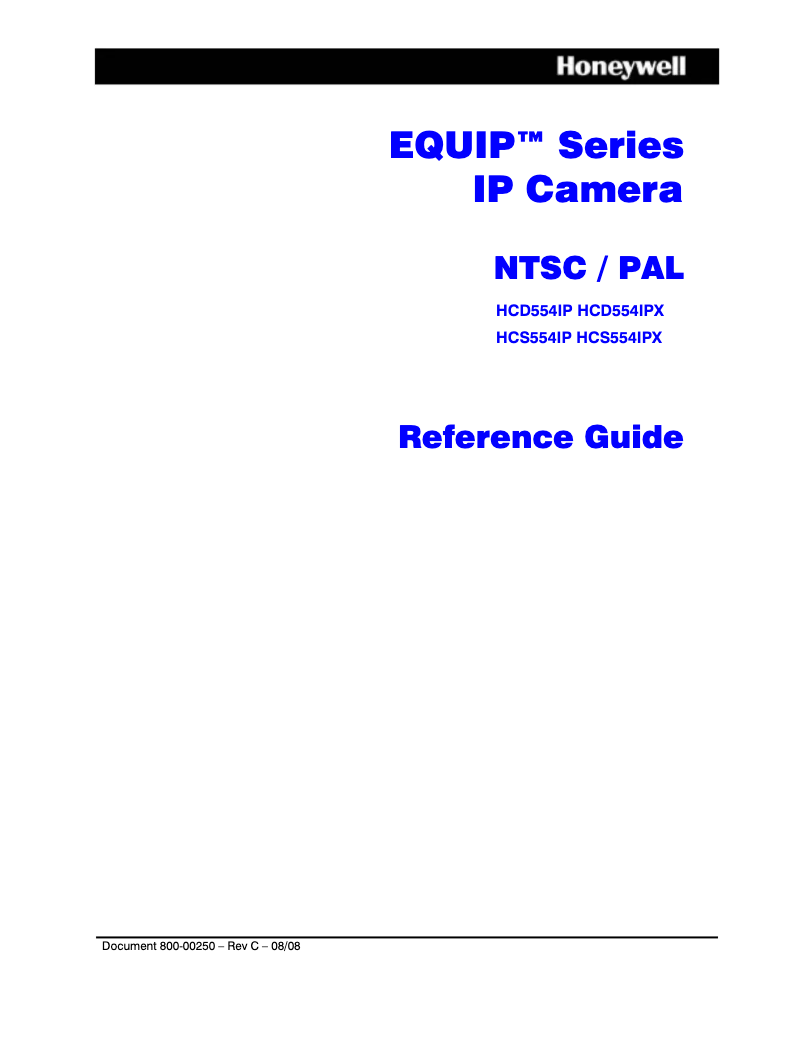 Page n°1 - Manuel utilisateur Honeywell Equip HCD554IP