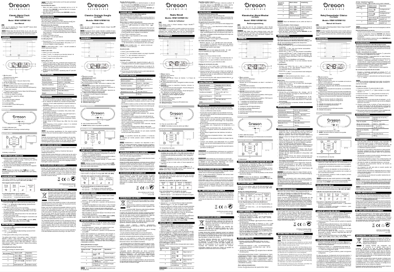 Page 1 de la notice Manuel utilisateur Oregon Scientific RRM116