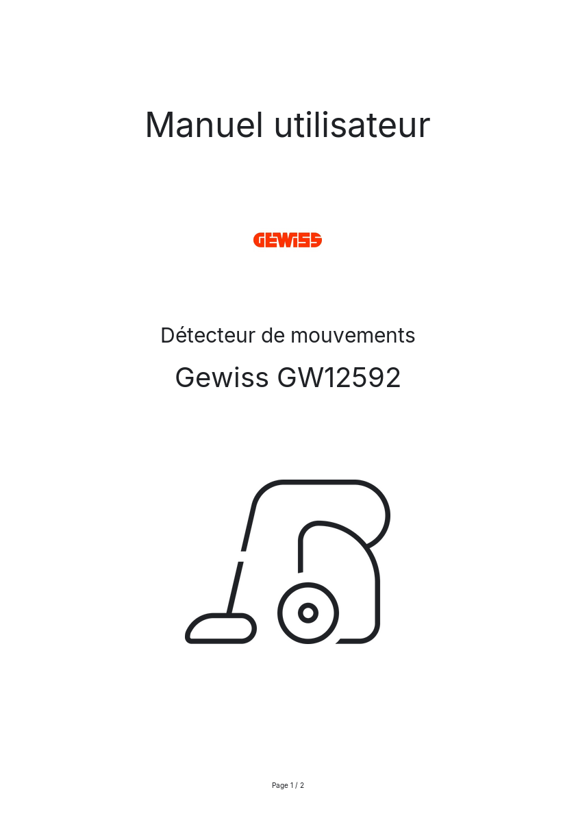 Image de la première page du manuel de l'appareil GW12592