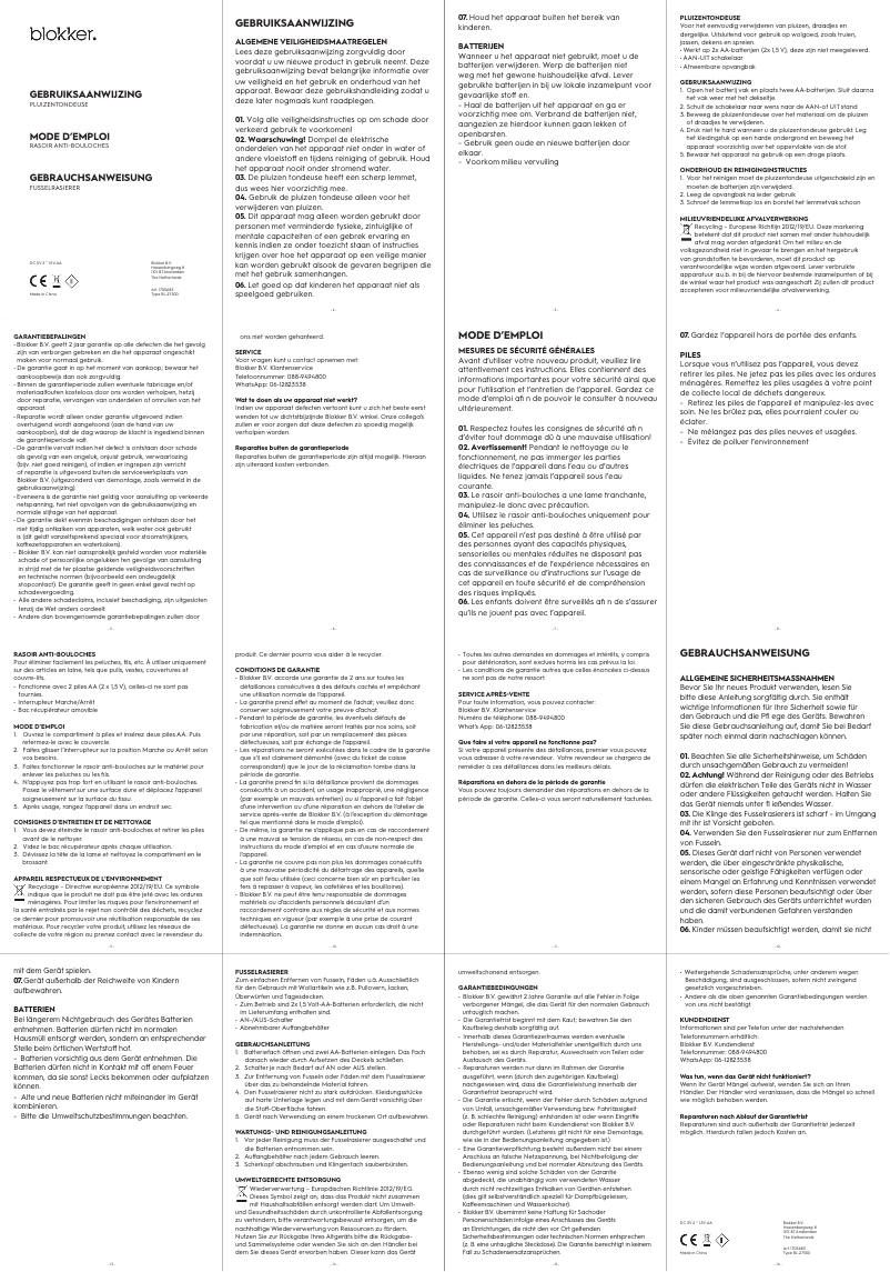 Image de la première page du manuel de l'appareil BL-27500