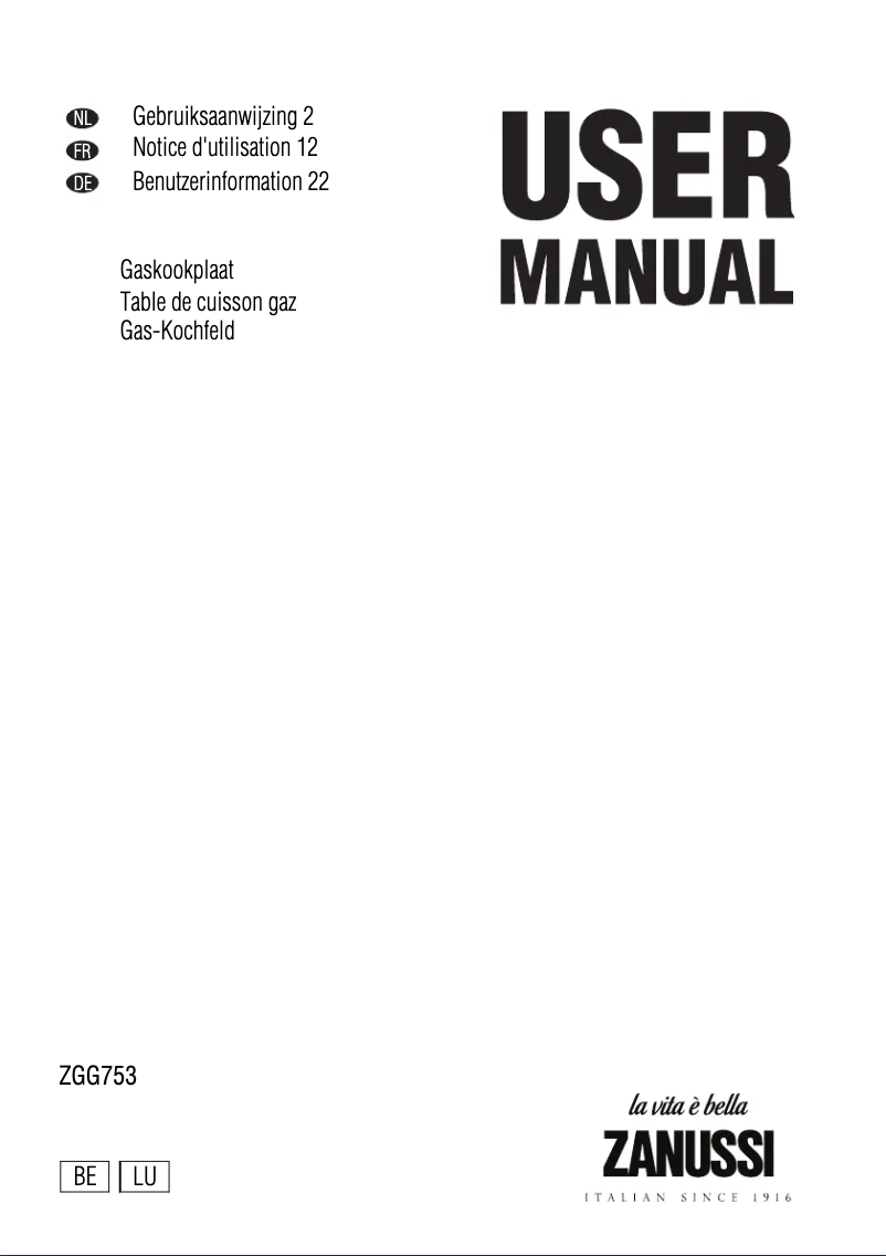 Página 1 del manual Manual de usuario Zanussi ZGG 753 INC