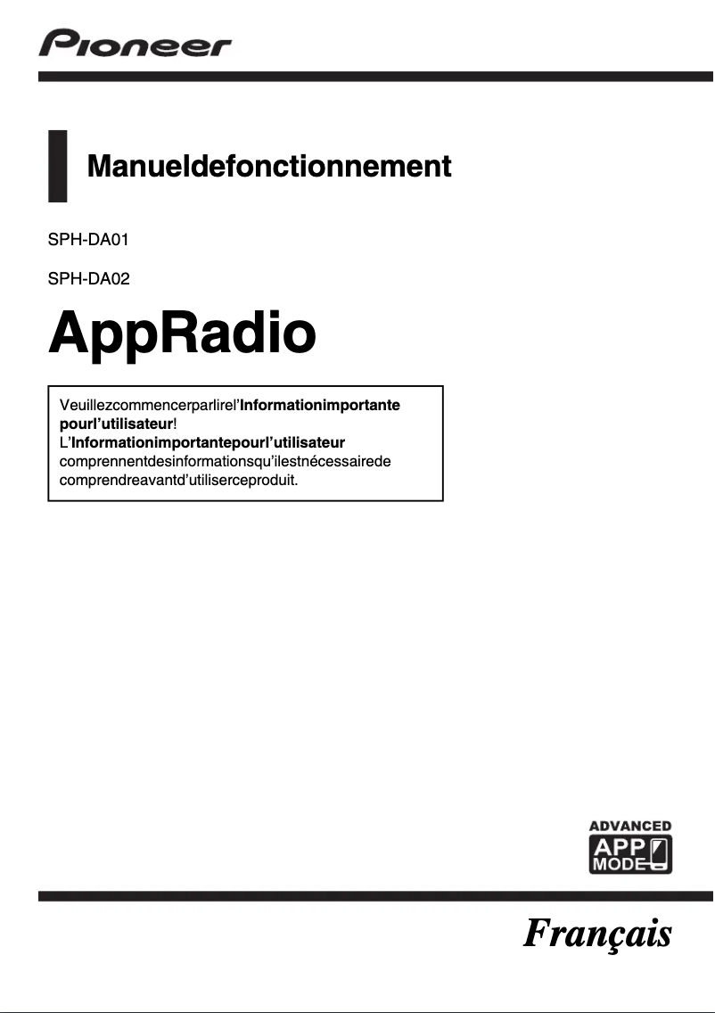 Página 1 del manual Manual de usuario Pioneer SPH-DA01