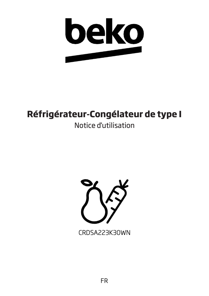 Page 1 de la notice Manuel utilisateur Beko CRDSA223K30WN