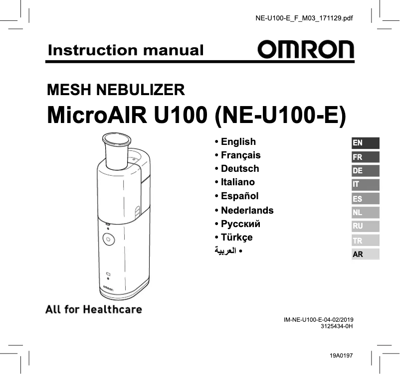Image de la première page du manuel de l'appareil MicroAIR U100