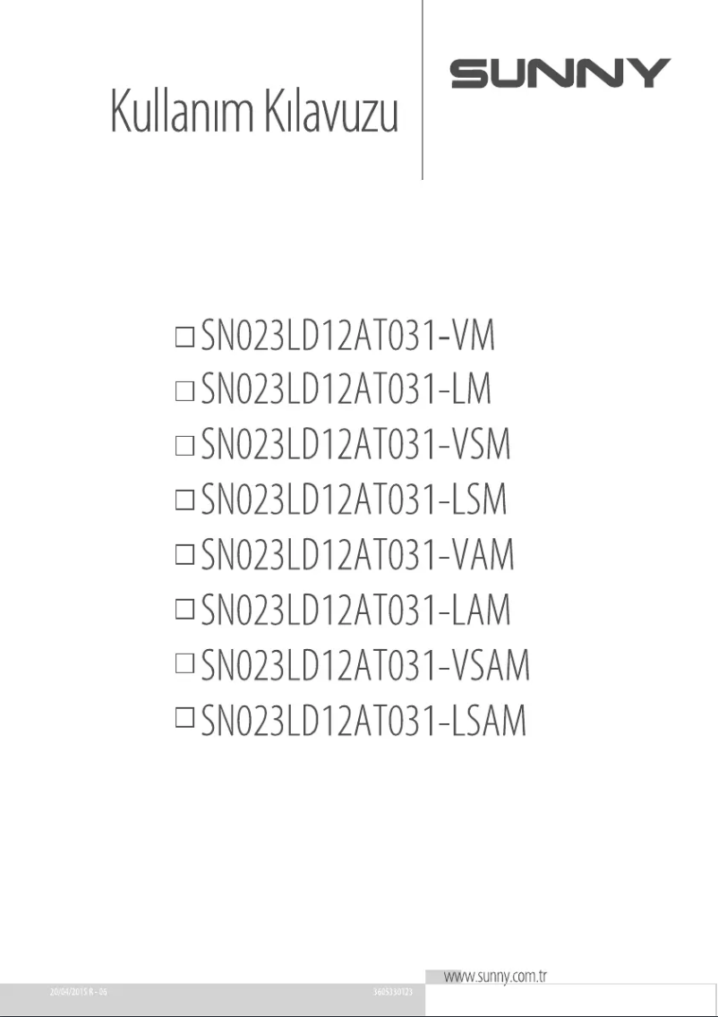 Page 1 de la notice Manuel utilisateur Sunny SN023LD12AT031-VSM