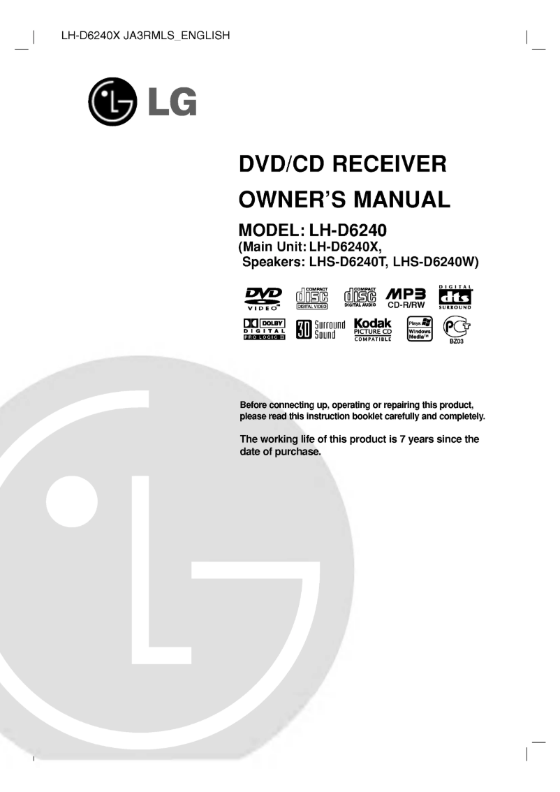 Image de la première page du manuel de l'appareil LH-D6240X