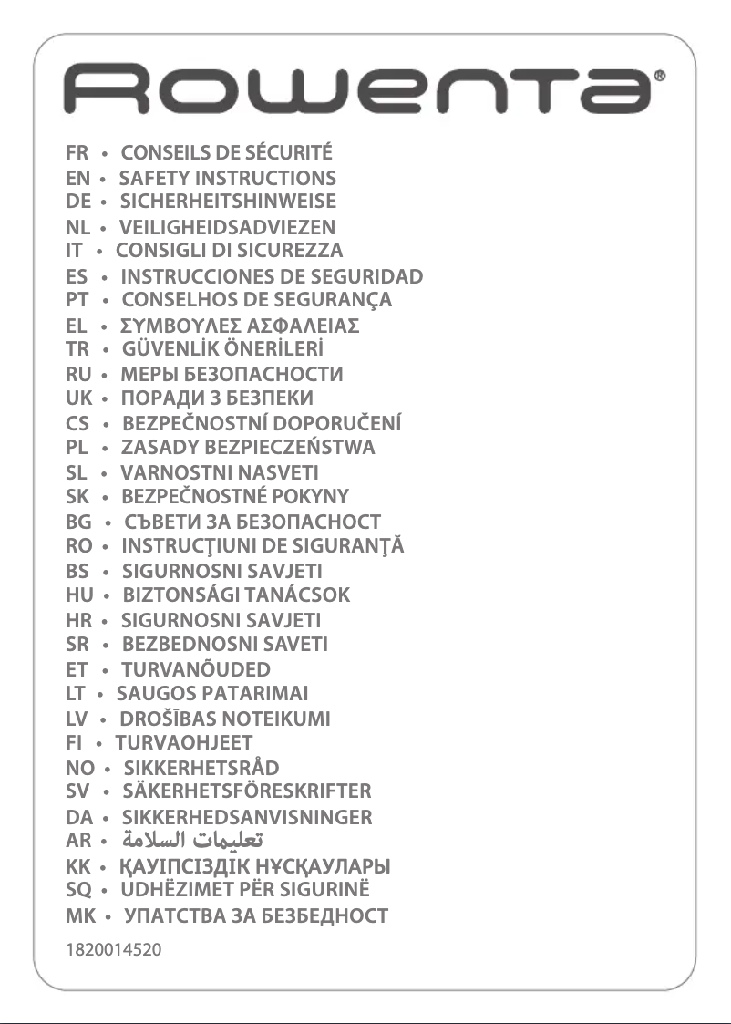Page n°1 - Instructions de sécurité Rowenta Body Up BR2520