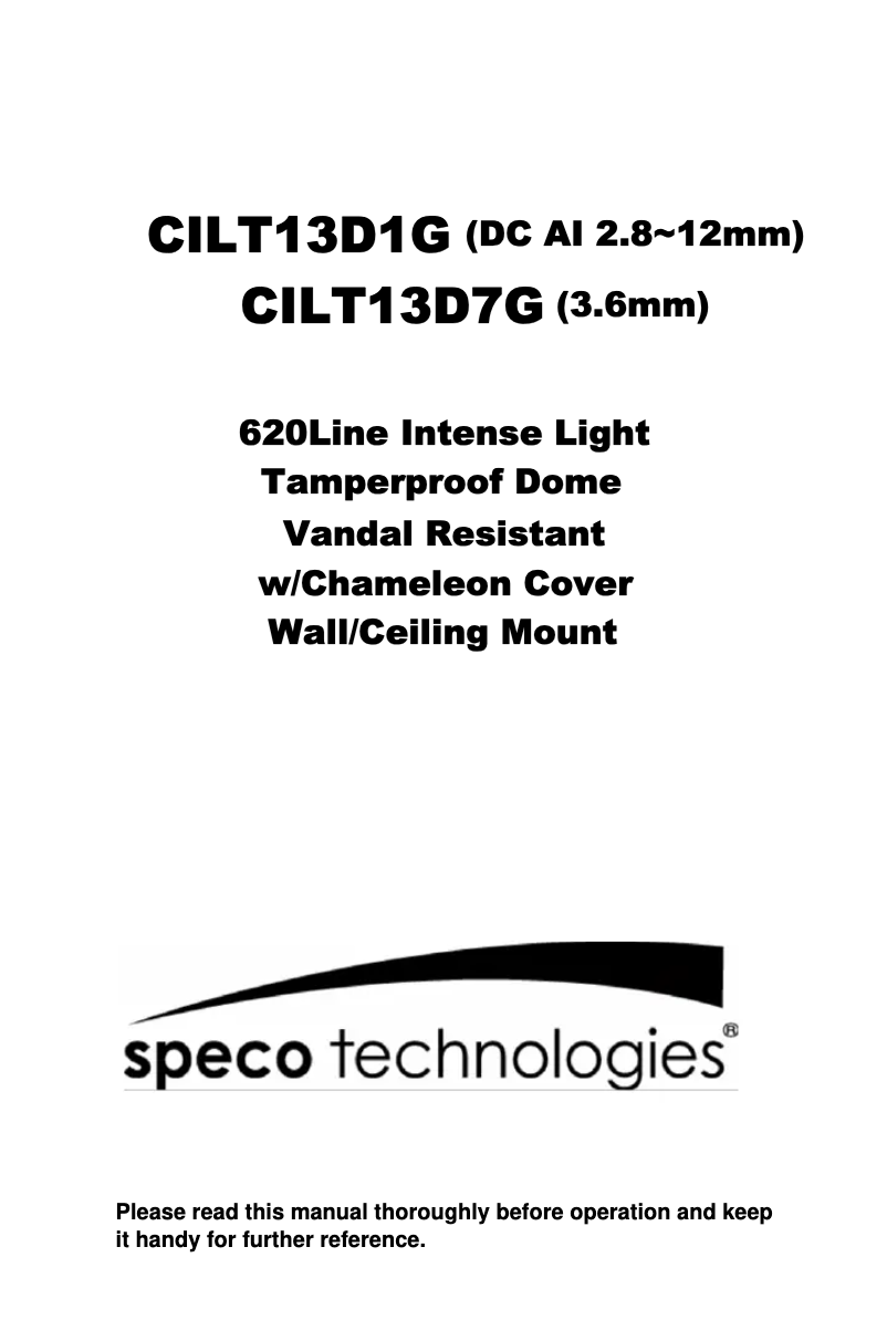Page 1 de la notice Manuel utilisateur Speco Technologies CILT13D1G