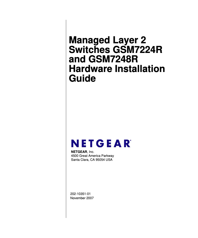 Page n°1 - Guide d'installation Netgear GSM7248R