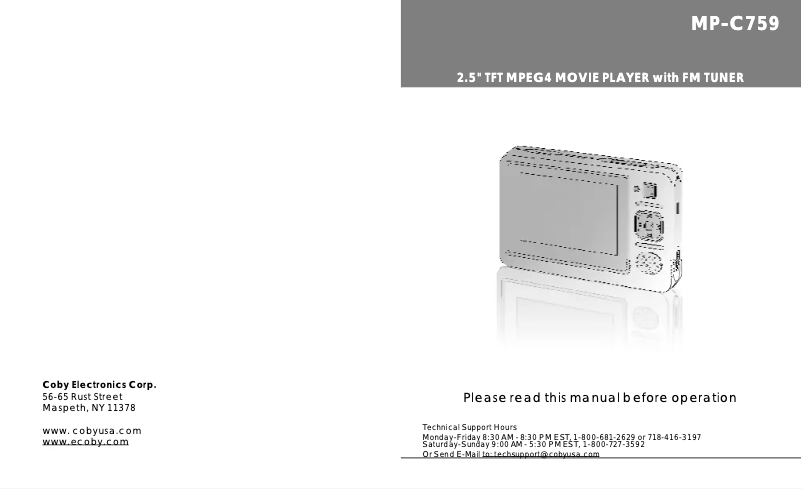 Página 1 del manual Manual de usuario Coby MPC759