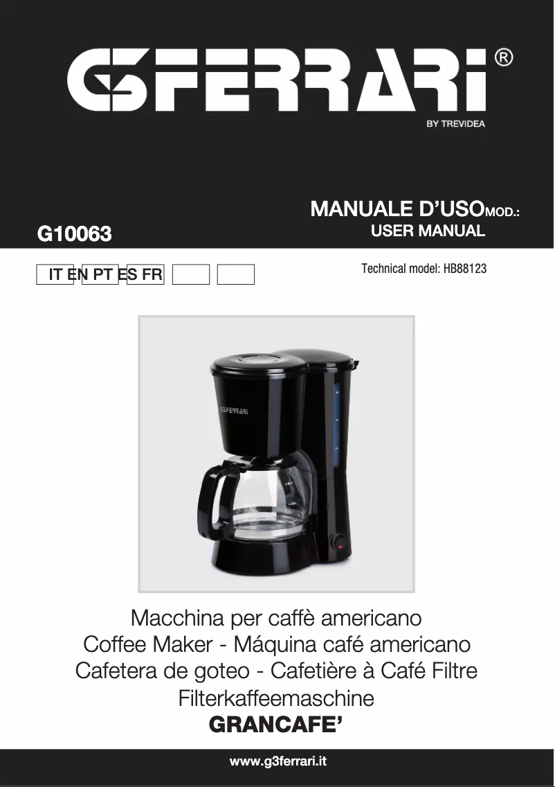 Image de la première page du manuel de l'appareil Grancafè G10063