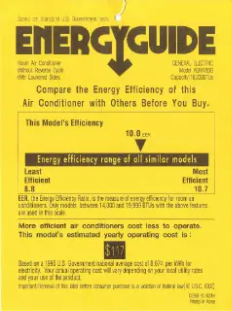Página 1 del manual Etiqueta energética GE Profile ASM18DB