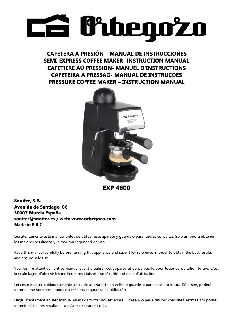 Página 1 del manual Manual de usuario Orbegozo EXP 4600