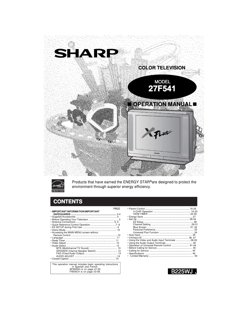 Page n°1 - Manuel utilisateur Sharp 27F541