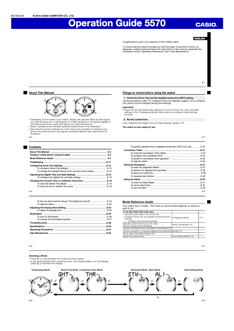 Image de la première page du manuel de l'appareil Baby-G BGA-250-7A2ER