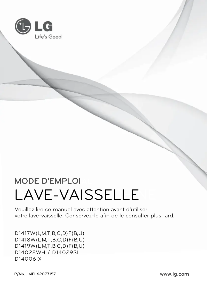 Page 1 de la notice Manuel utilisateur LG D1419LFB