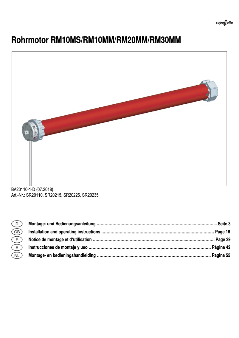 Page 1 de la notice Manuel utilisateur Superrollo RM30MM