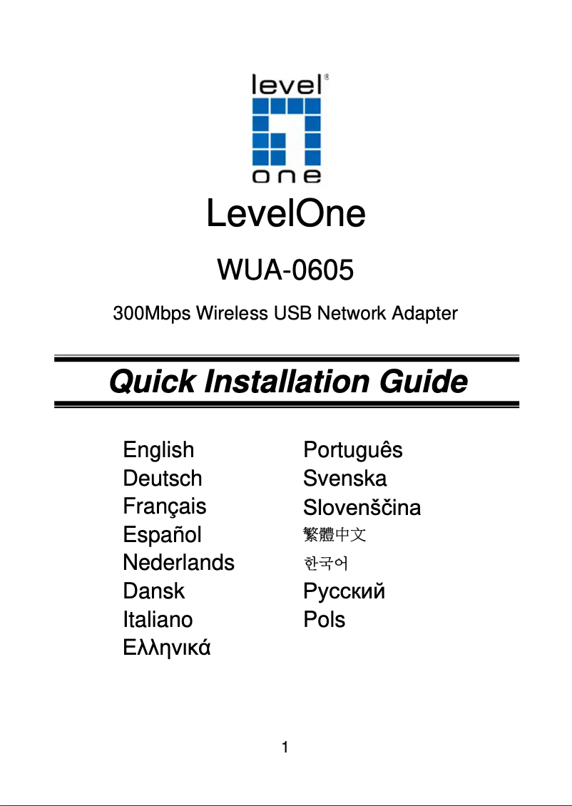 Page n°1 - Manuel utilisateur LevelOne WUA-0605