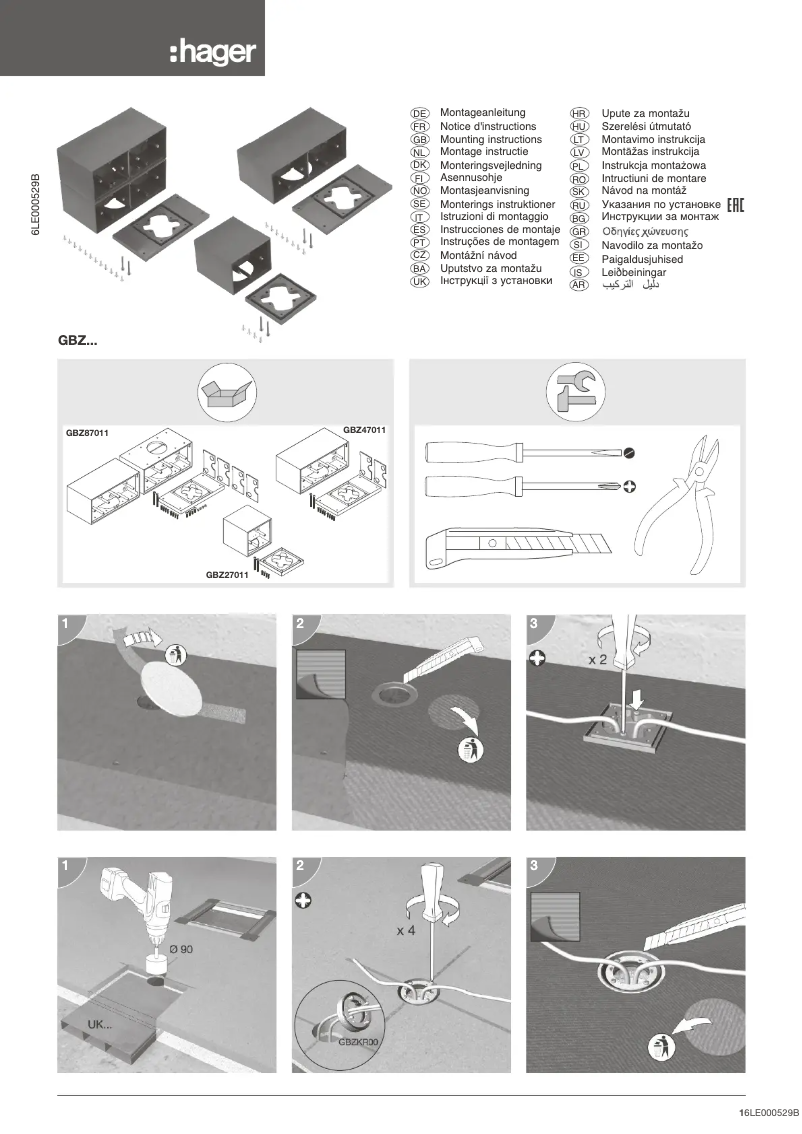Page n°1 - Guide d'installation Hager GBZWR19005