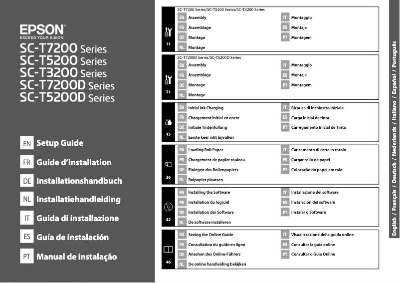 Page 1 de la notice Guide d'installation Epson SureColor SC-T5200