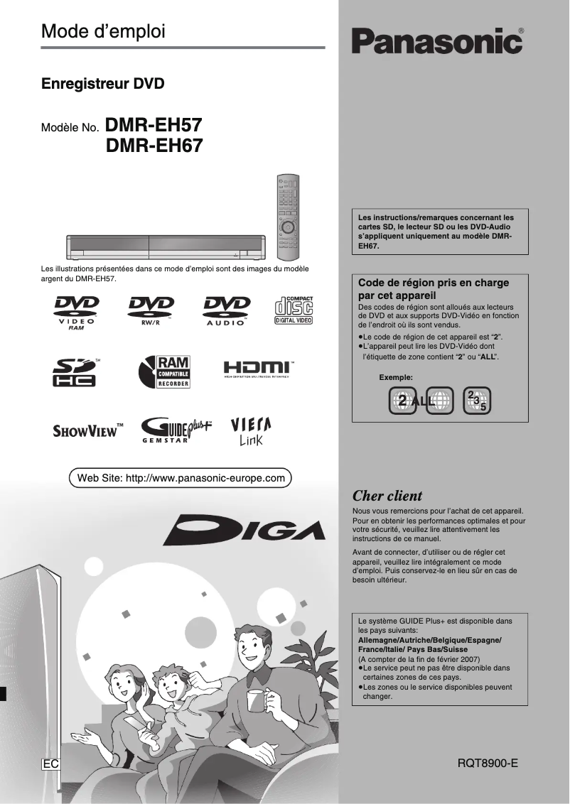 Image de la première page du manuel de l'appareil DMR-EH67