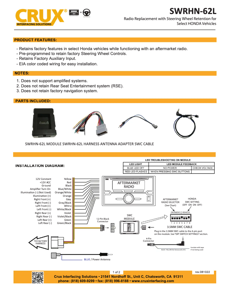 Page n°1 - Manuel utilisateur CRUX SWRHN-62L