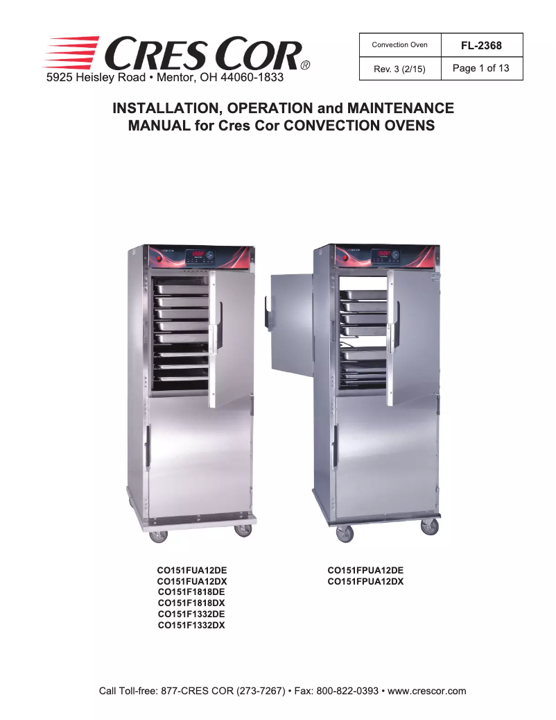 Page n°1 - Manuel utilisateur Cres Cor CO151F1818DZ