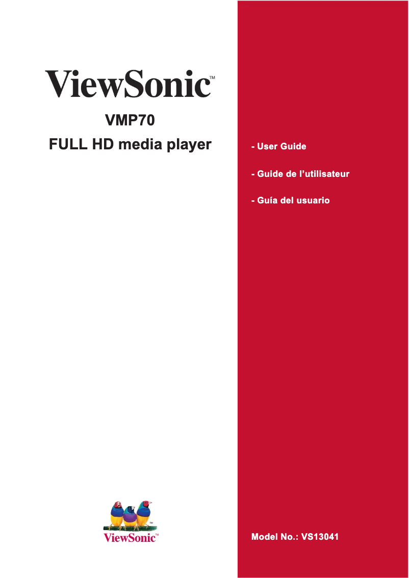 Page 1 de la notice Manuel utilisateur Viewsonic VMP70