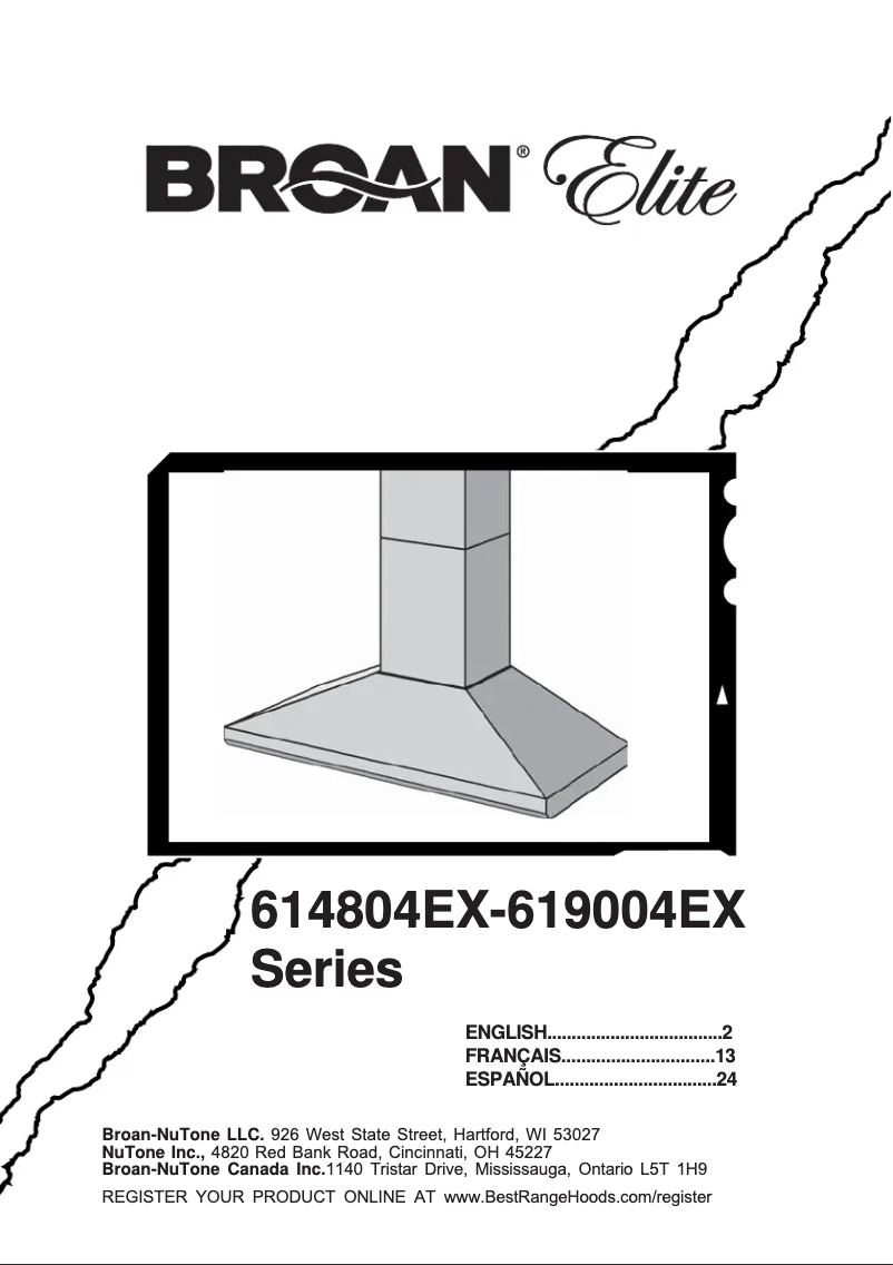 Page n°1 - Guide d'installation Broan Elite 614804EX
