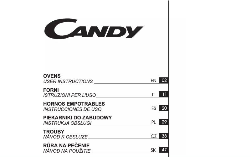 Page n°1 - Manuel utilisateur Candy CFSX518/4U
