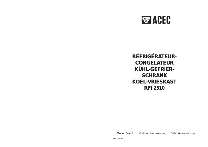 Page 1 de la notice Manuel utilisateur Acec RFI 2510