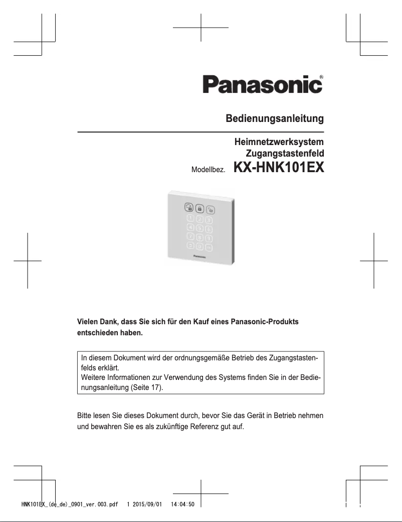 Page 1 de la notice Manuel utilisateur Panasonic KX-HNK101EX