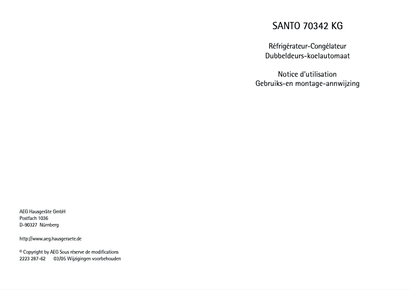 Página 1 del manual Manual de usuario AEG Santo 70342 KG