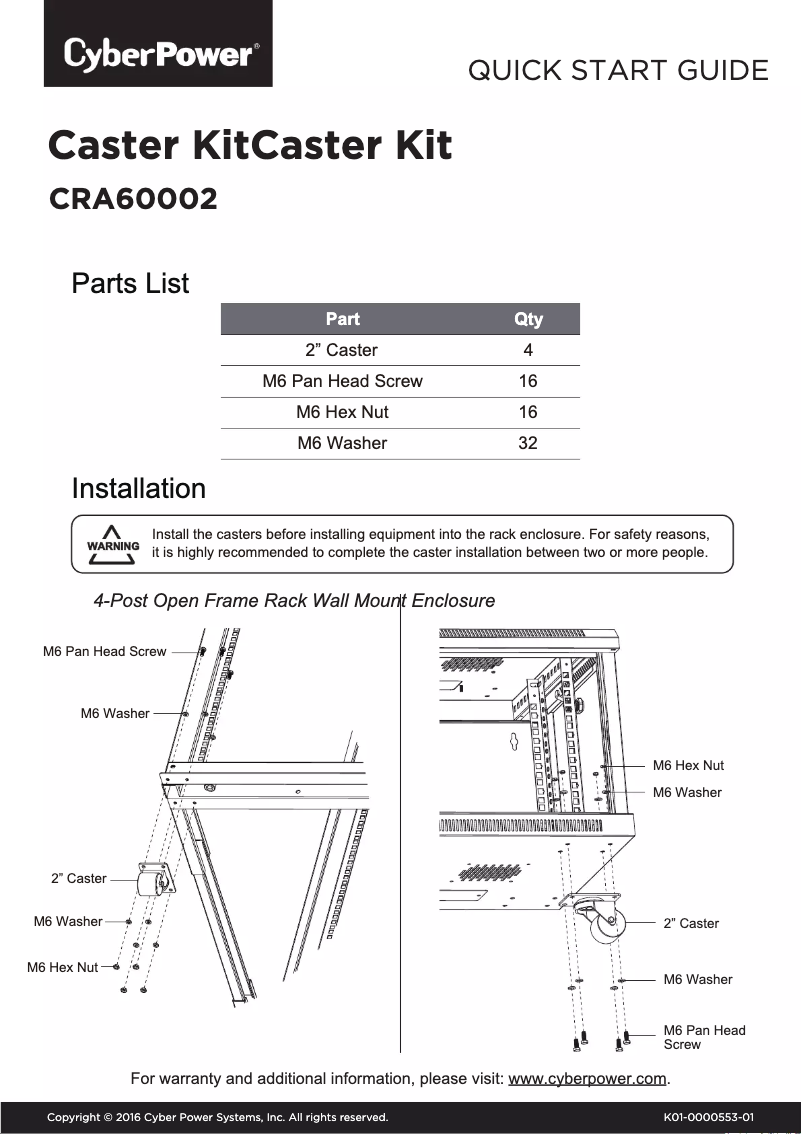 Page n°1 - Guide de démarrage rapide CyberPower CRA60002