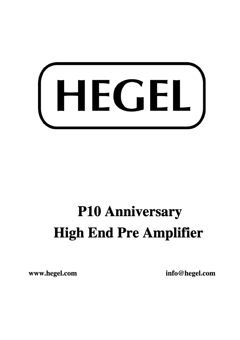Page n°1 - Manuel utilisateur Hegel P10