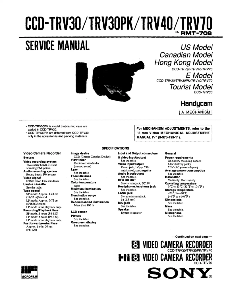 Página 1 del manual Manual de usuario Sony CCD-TRV70