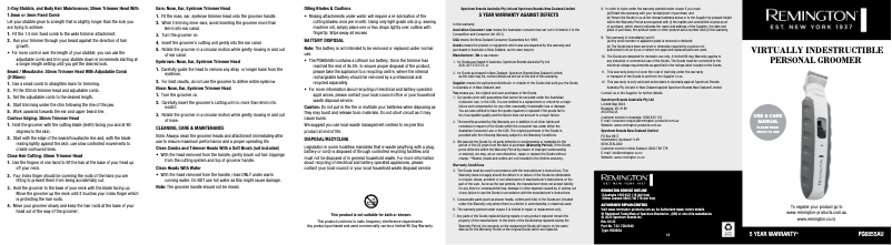 Page n°1 - Manuel utilisateur Remington PG6855AU