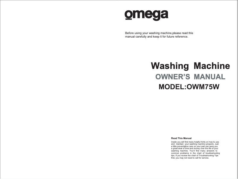 Page 1 de la notice Manuel utilisateur Omega OWM75W