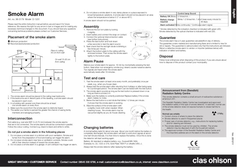 Page n°1 - Manuel utilisateur Clas Ohlson D-1231