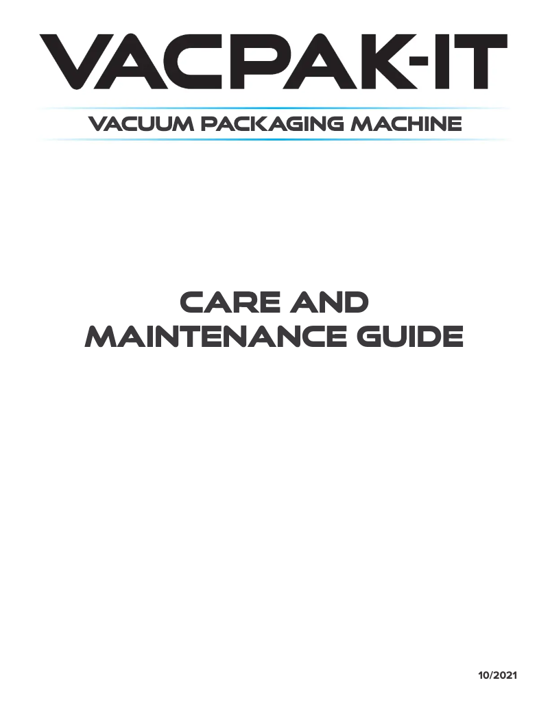 Page n°1 - Manuel d'utilisation et d'entretien VacPak-It VMC12DP