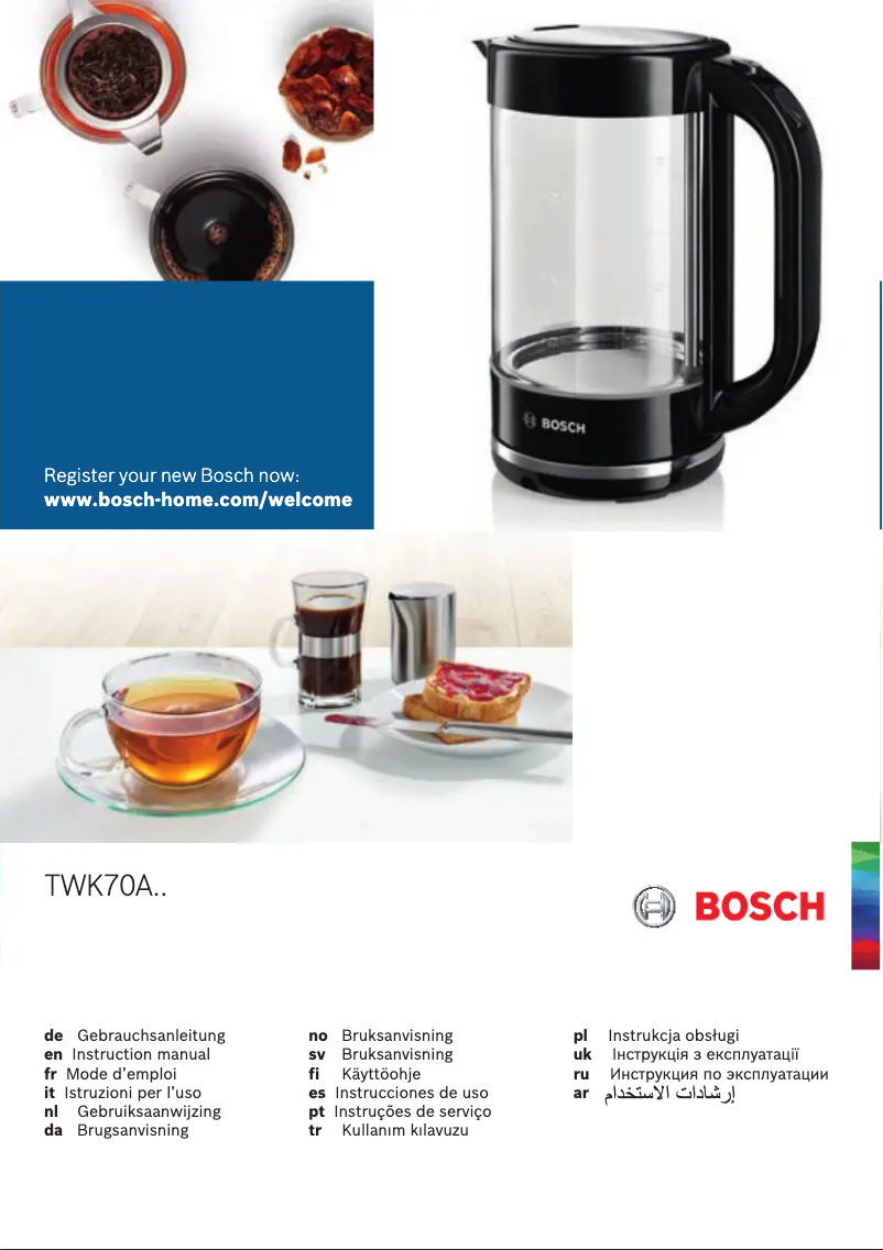 Page n°1 - Manuel utilisateur Bosch TWK70A03