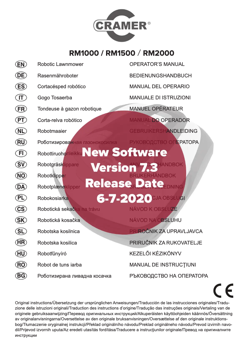 Page 1 de la notice Manuel utilisateur Cramer RM1000