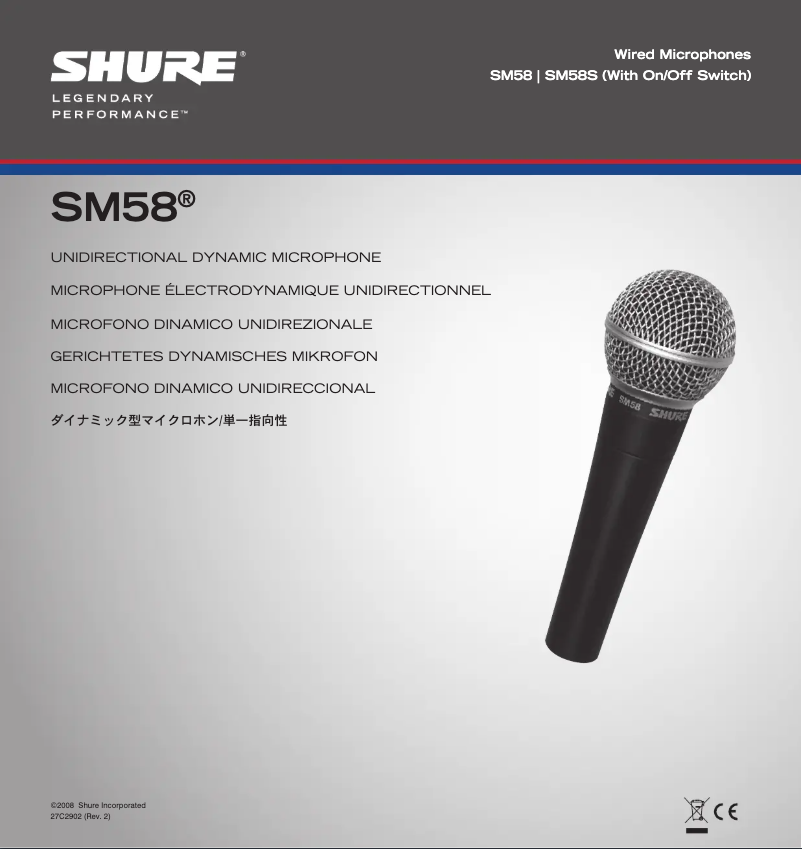 Page n°1 - Manuel utilisateur Shure SM58-X2U