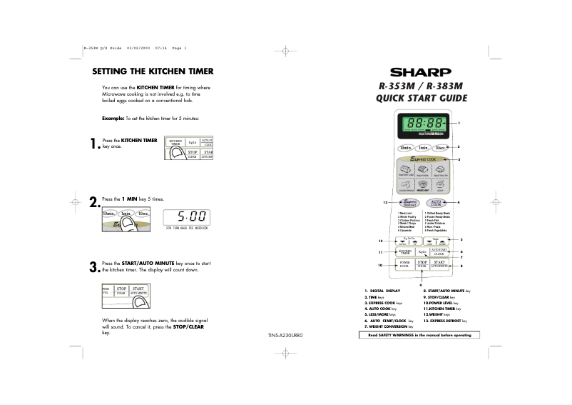 Page 1 de la notice Manuel utilisateur Sharp R-383M