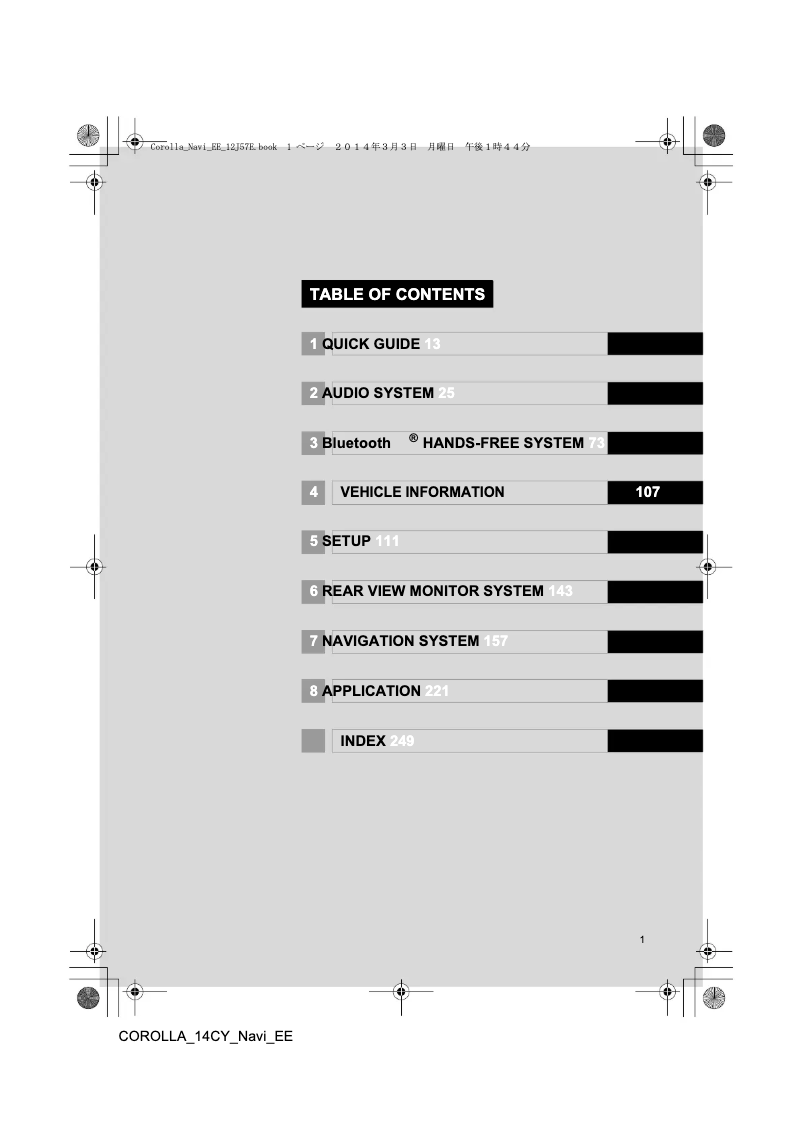 Page n°1 - Manuel utilisateur Toyota Corolla 2015 Navigation