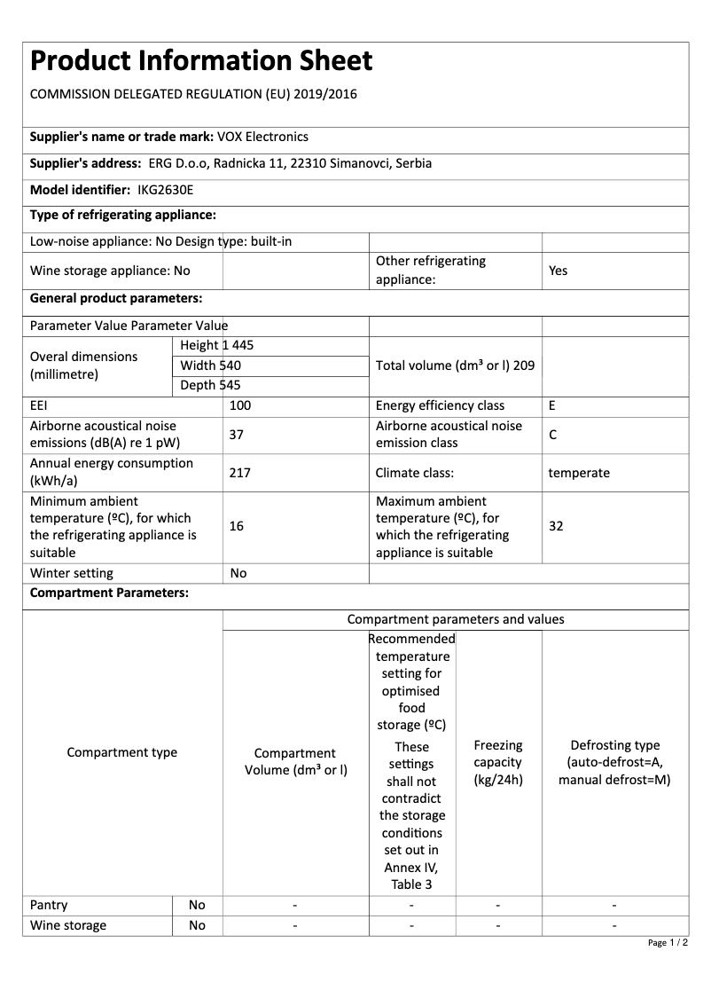 Image de la première page du manuel de l'appareil IKG2630E